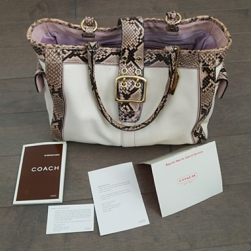 Purple/black snakeskin detail Coach bag